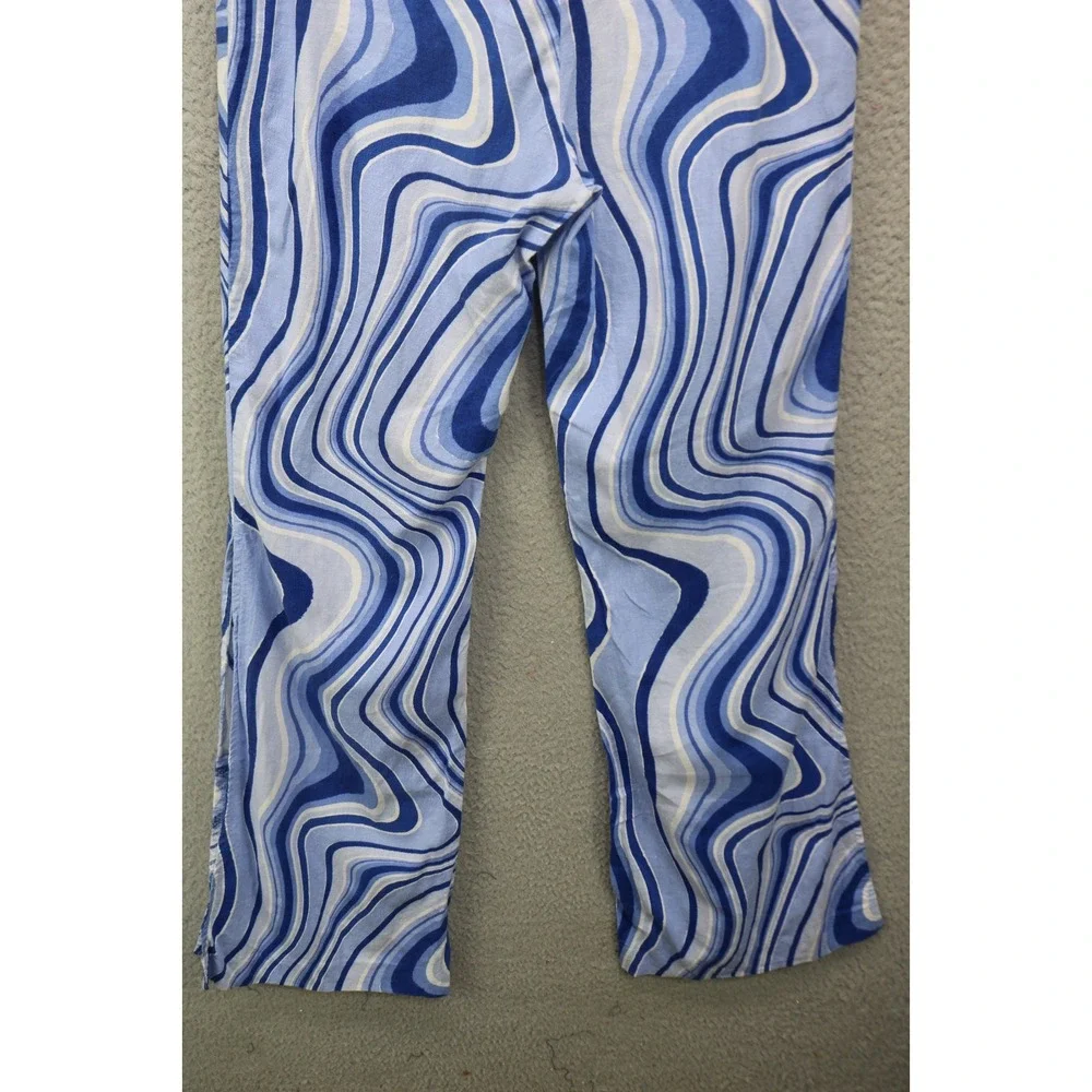 Zara Retro Flare Pants-Linen Blend-Side Slits-Size Large-60's-70's-BOHO-Retro